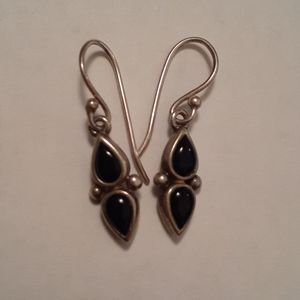 Onyx and Sterling Silver  Earrings